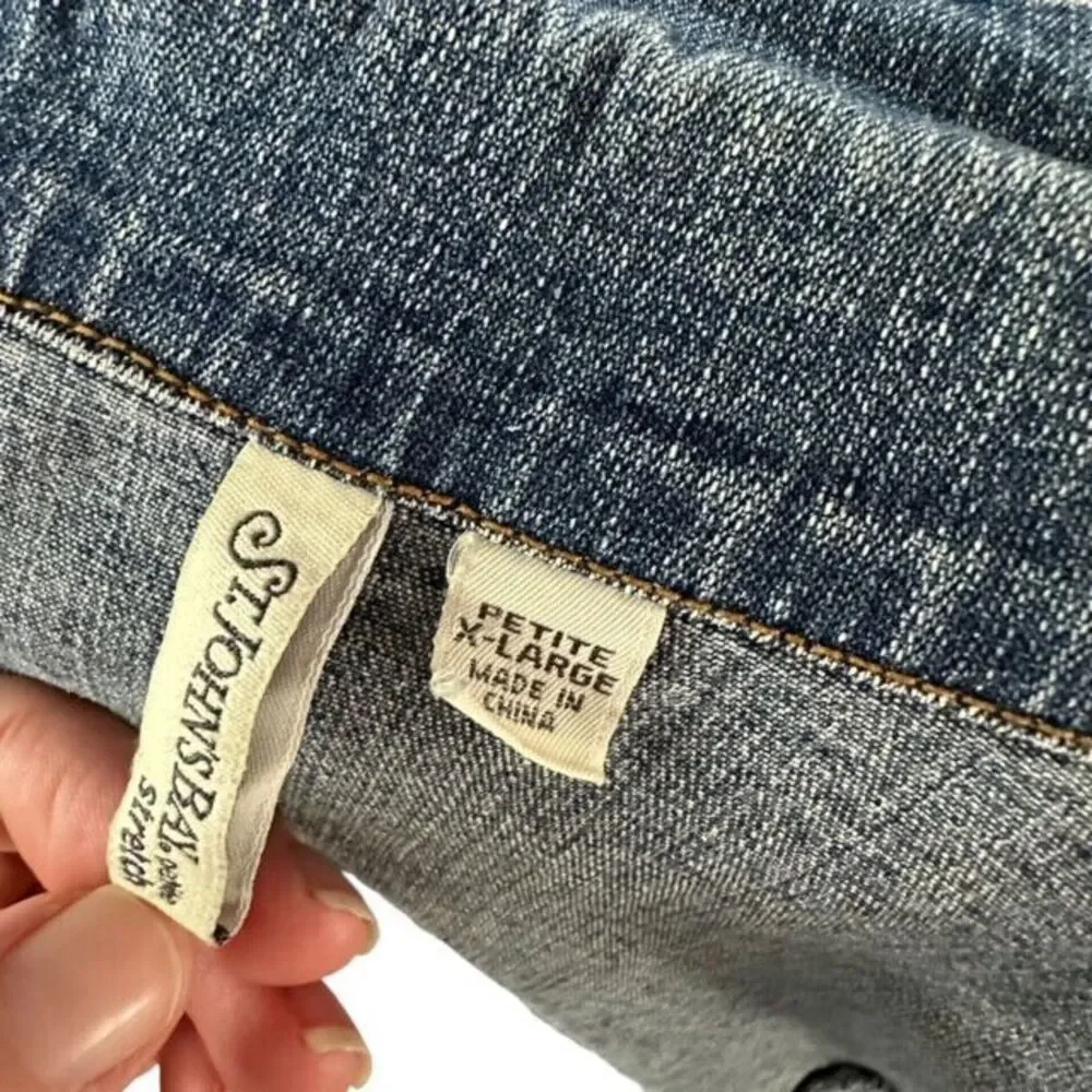 Women's St. John's Bay Stretch Blue Denim Jean Jacket Size Large Petite - Picture 6 of 8